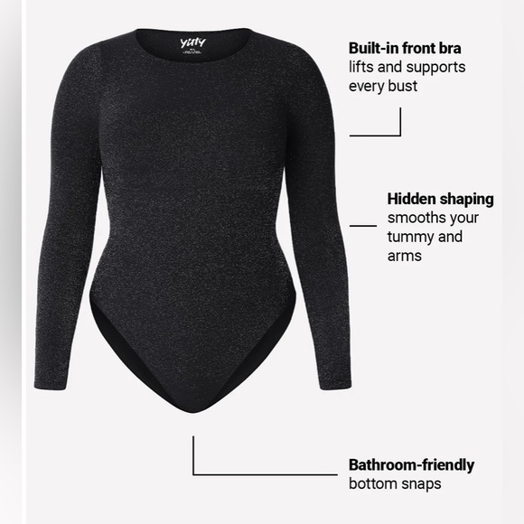 Fabletics + Yitty Nearly Naked Luxe Shapewear LS Bodysuit | XS-S| Wine Glitter - Picture 6 of 9